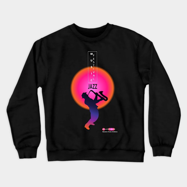 JAZZ MUSIC Festival Sax Lover Musician Saxophone player t-shirt futuristic design Contemporary Art Crewneck Sweatshirt by sofiartmedia